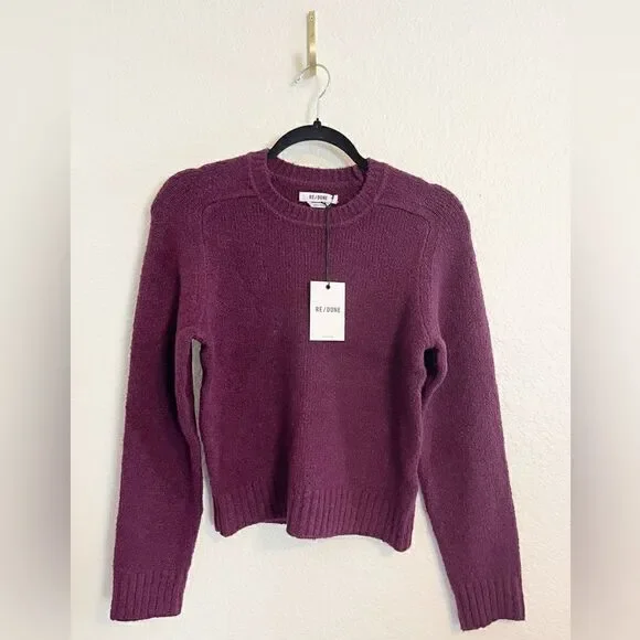 Re/Done 60’s shrunken fitted sweater in plum NWT. S - Picture 2 of 7